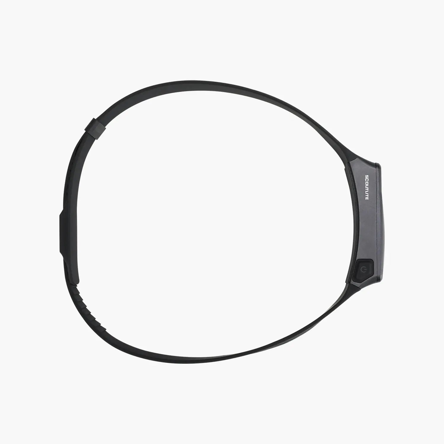 CUPO headlamp overhead view - flexible silicone headband loop, lightweight design