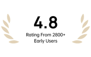 4.8 rating from 2800+ early users with decorative elements on a white background