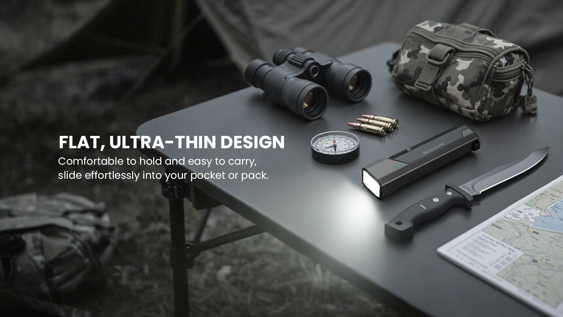 Vario Max 3000 flat ultra-thin design among EDC gear on a table